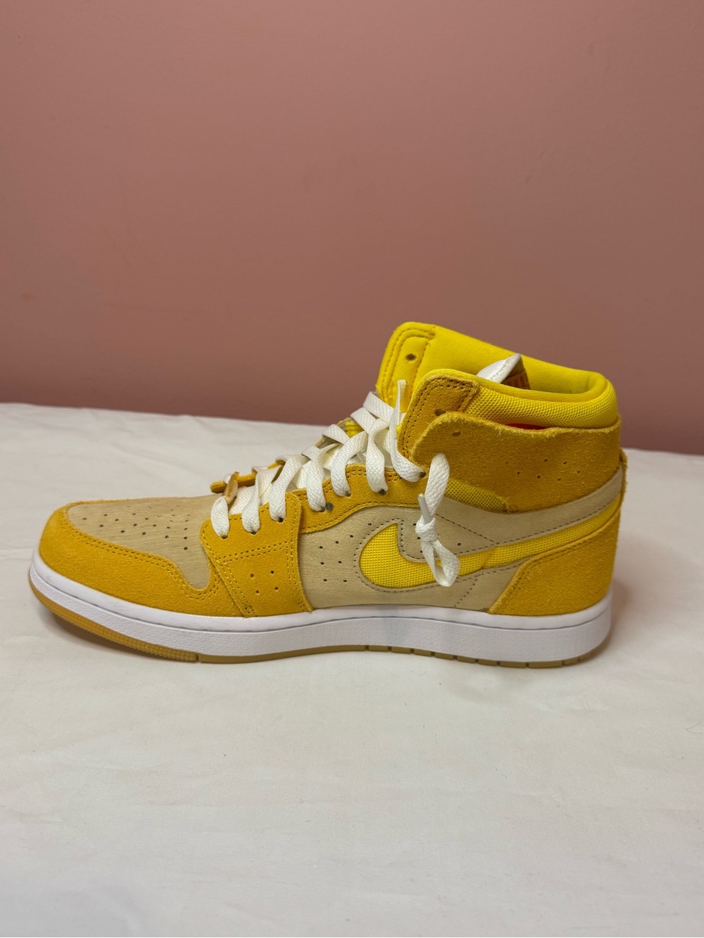 Nike Air Jordan 1 ZM Air CMFT 2 high top Yellow and Tan Suede Sneakers - Picture 2 of 12